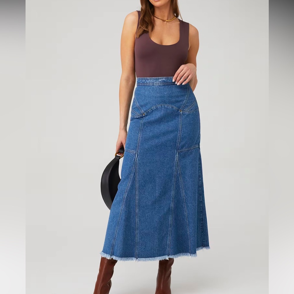 SPELL Muse Denim Maxi Skirt Inky Blue XS